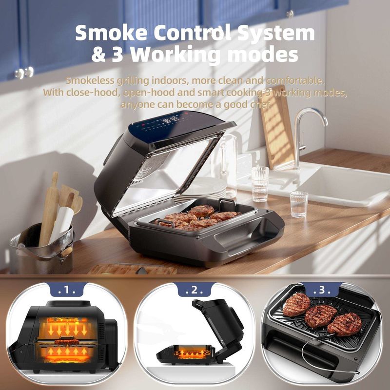 Home Smart 10l 7 en 1 Friter sin aceite Ventana de observación de energía Xl Air Flyer Friter Grill