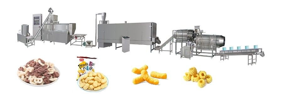 Máquina de producción automática de bocadillos con extrusora controlada por PLC 120KW potencia 5000 kg peso