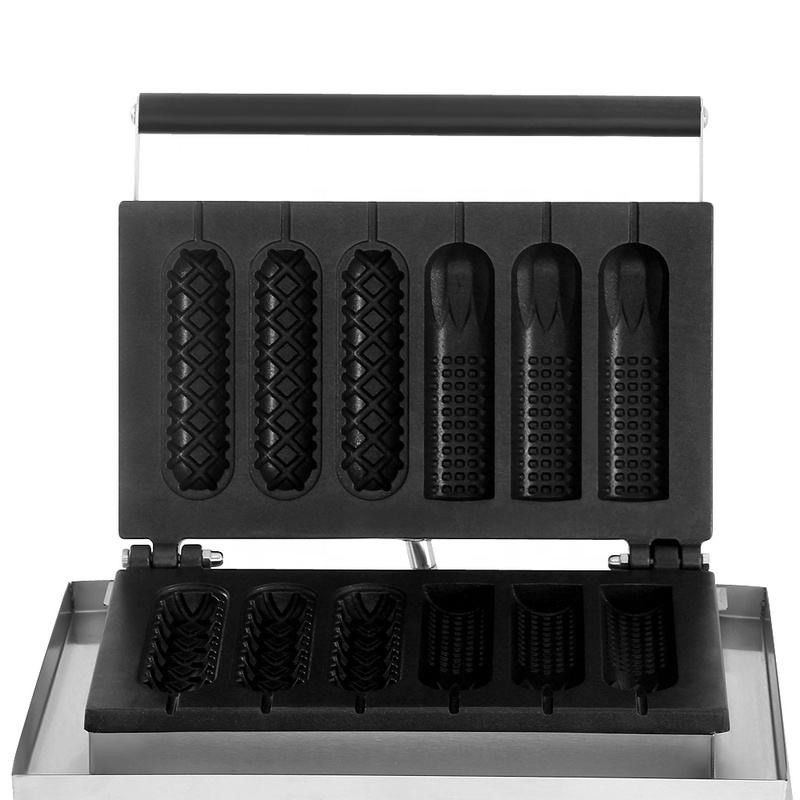 CE Hierro Fundido Máquina eléctrica de otros bocadillos comercial coreano Navidad 6 bastón Waffle de maíz Hot Dog Maker