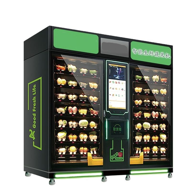 Autoservicio personalizado Gran gabinete Ensalada refrigerada Vegetales Frutas Huevos Máquina expendedora para alimentos