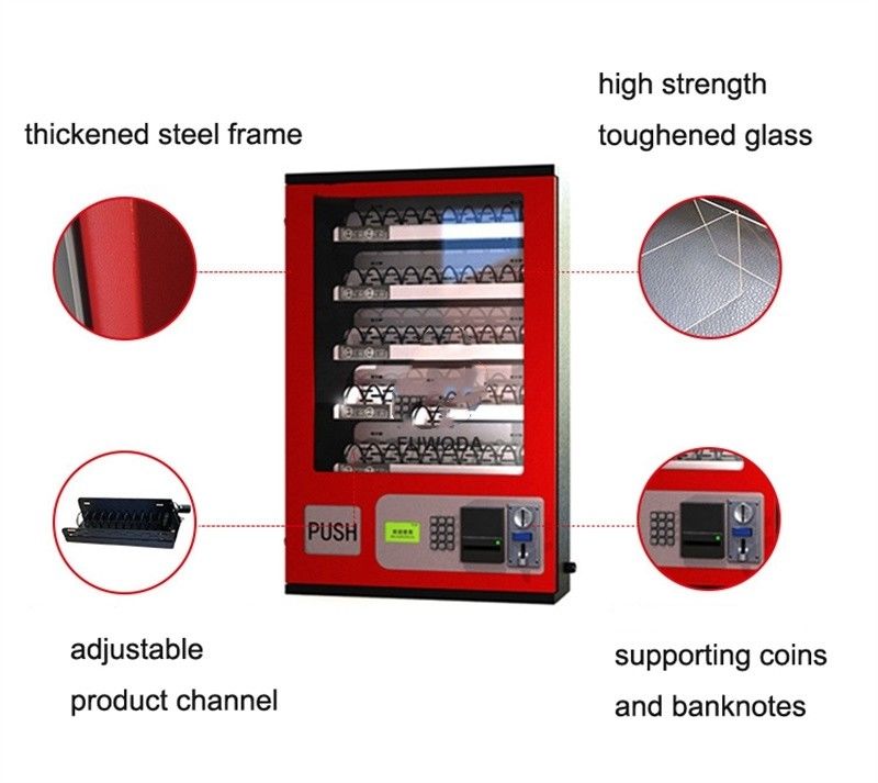Máquina de venta automática de bocadillos y bebidas operada por Coin&Bill Máquina de venta automática pequeña montada en pared