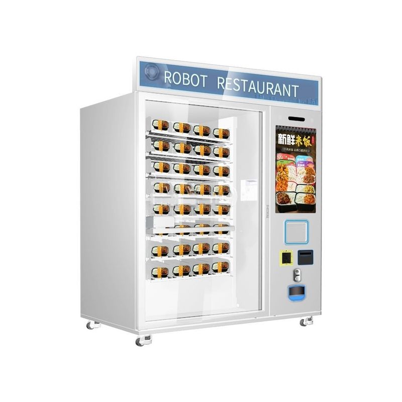 Venta caliente de comida rápida, café, pastel automático de 32 pulgadas con pantalla táctil, máquina expendedora de calefacción por microondas.