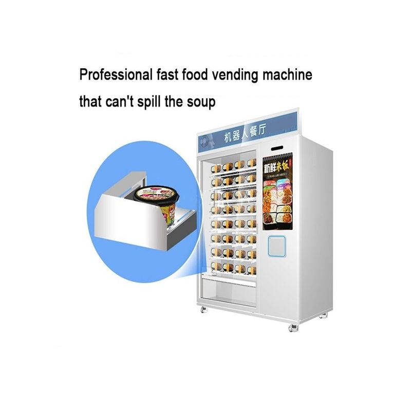 Venta caliente de comida rápida, café, pastel automático de 32 pulgadas con pantalla táctil, máquina expendedora de calefacción por microondas.
