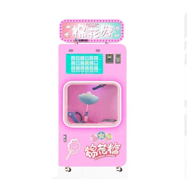 Máquina automática de venta de caramelos de algodón con múltiples idiomas