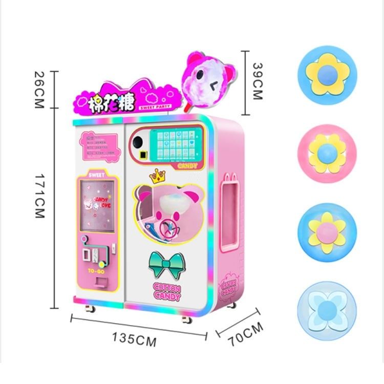 Máquina automática de venta de caramelos de algodón con múltiples idiomas