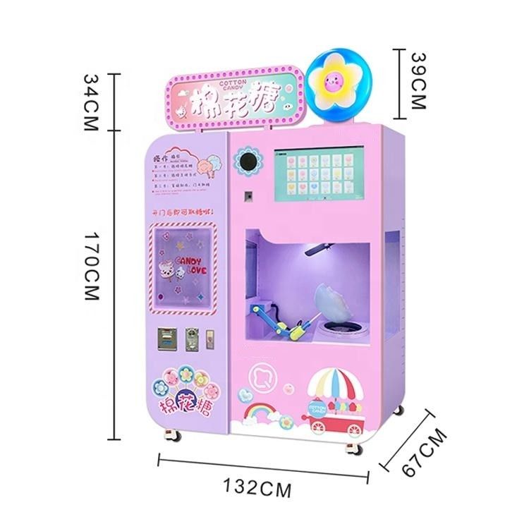Máquina automática de venta de caramelos de algodón con múltiples idiomas